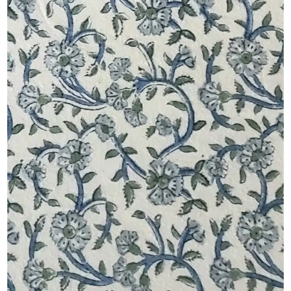 Vintage India Arts Cotton Tablecloth 67x73 Blue White Floral Powerloom India